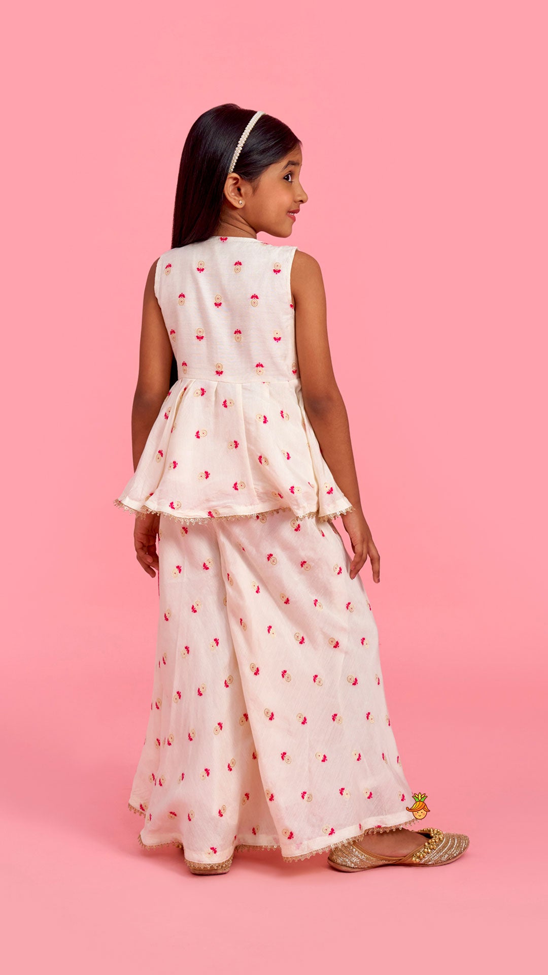 Pre Order: Block Print Off-White Kurta And Palazzo Set