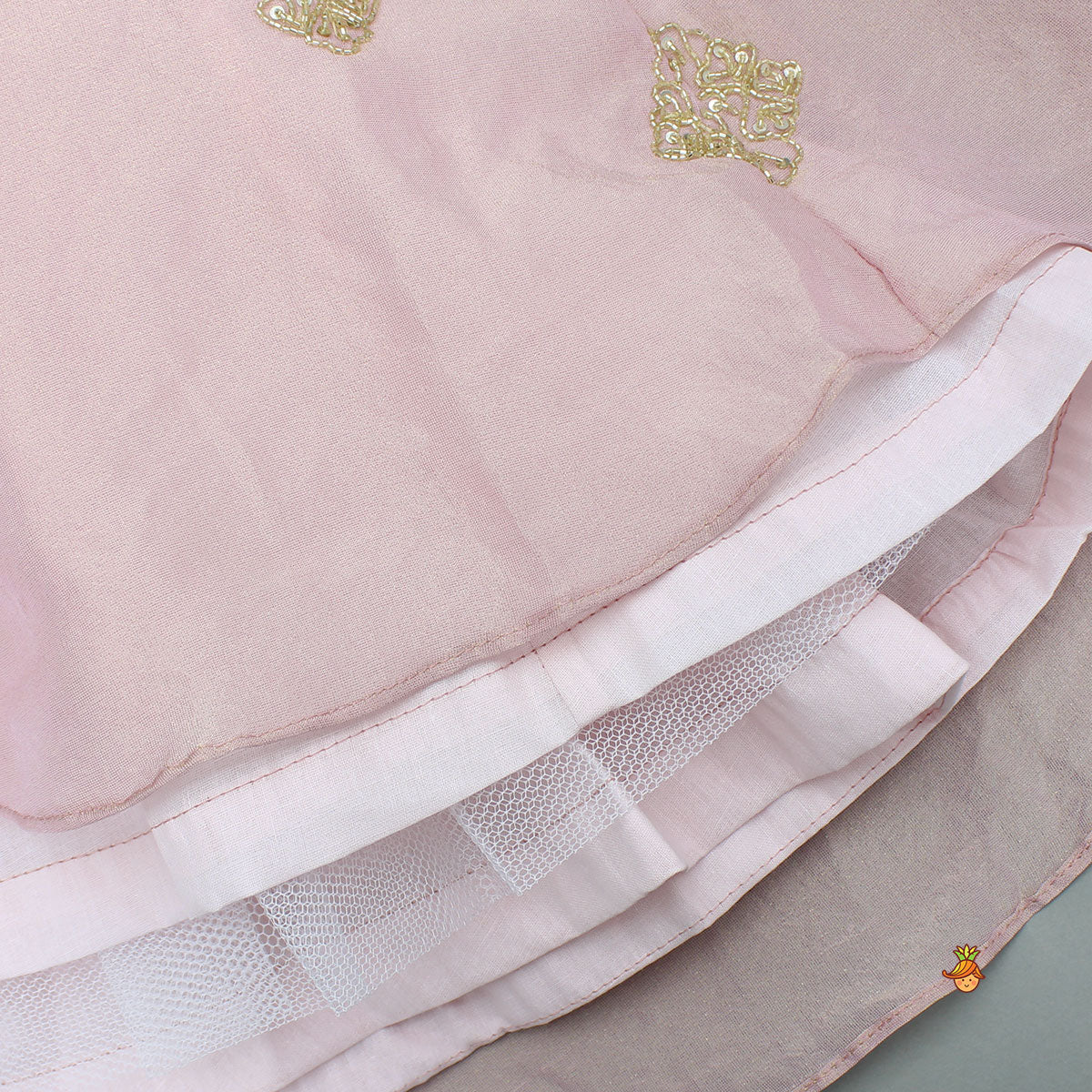 Pre Order: Pink Shimmery Sequin Embroidered Top With Flared Lehenga And Matching Dupatta