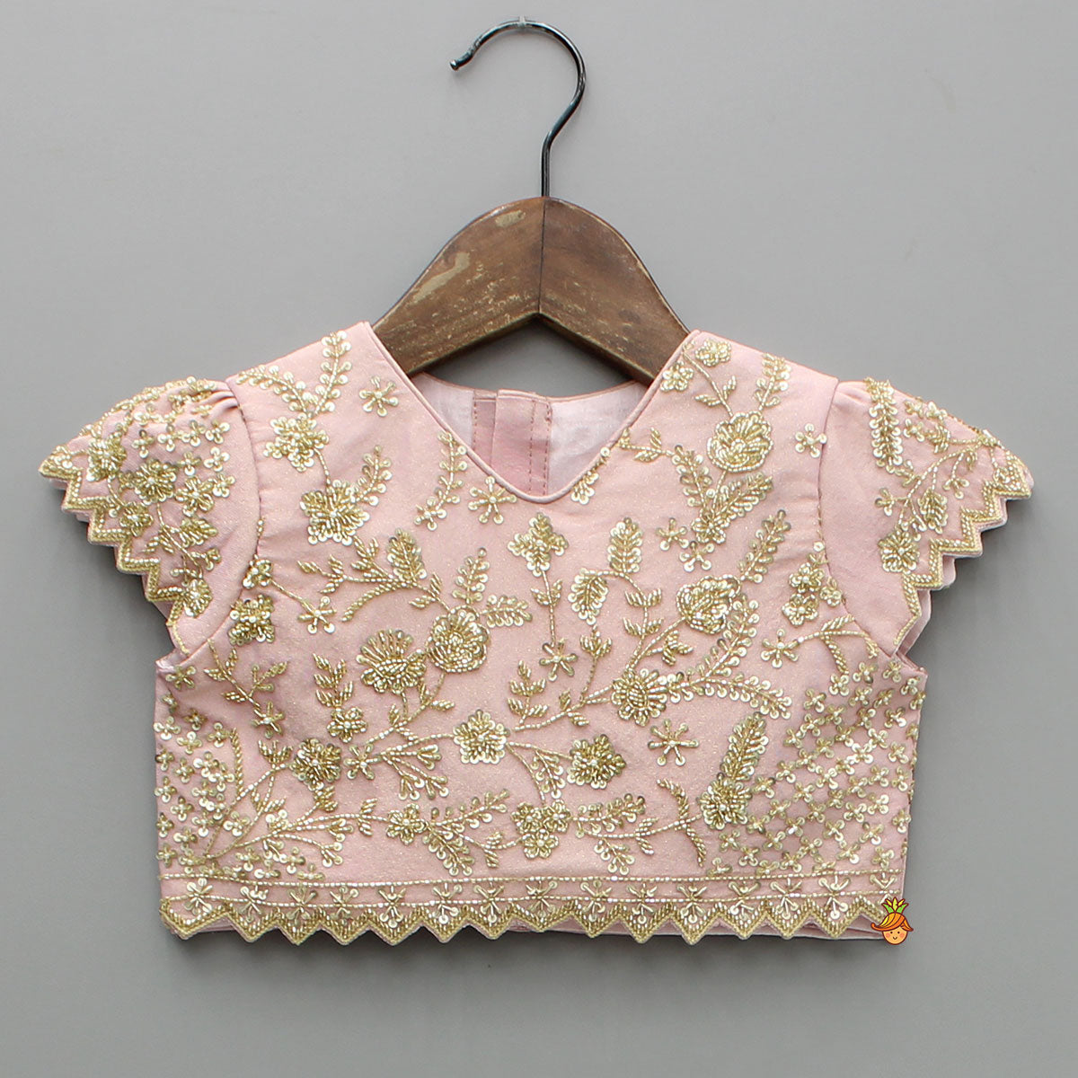 Pre Order: Pink Shimmery Sequin Embroidered Top With Flared Lehenga And Matching Dupatta