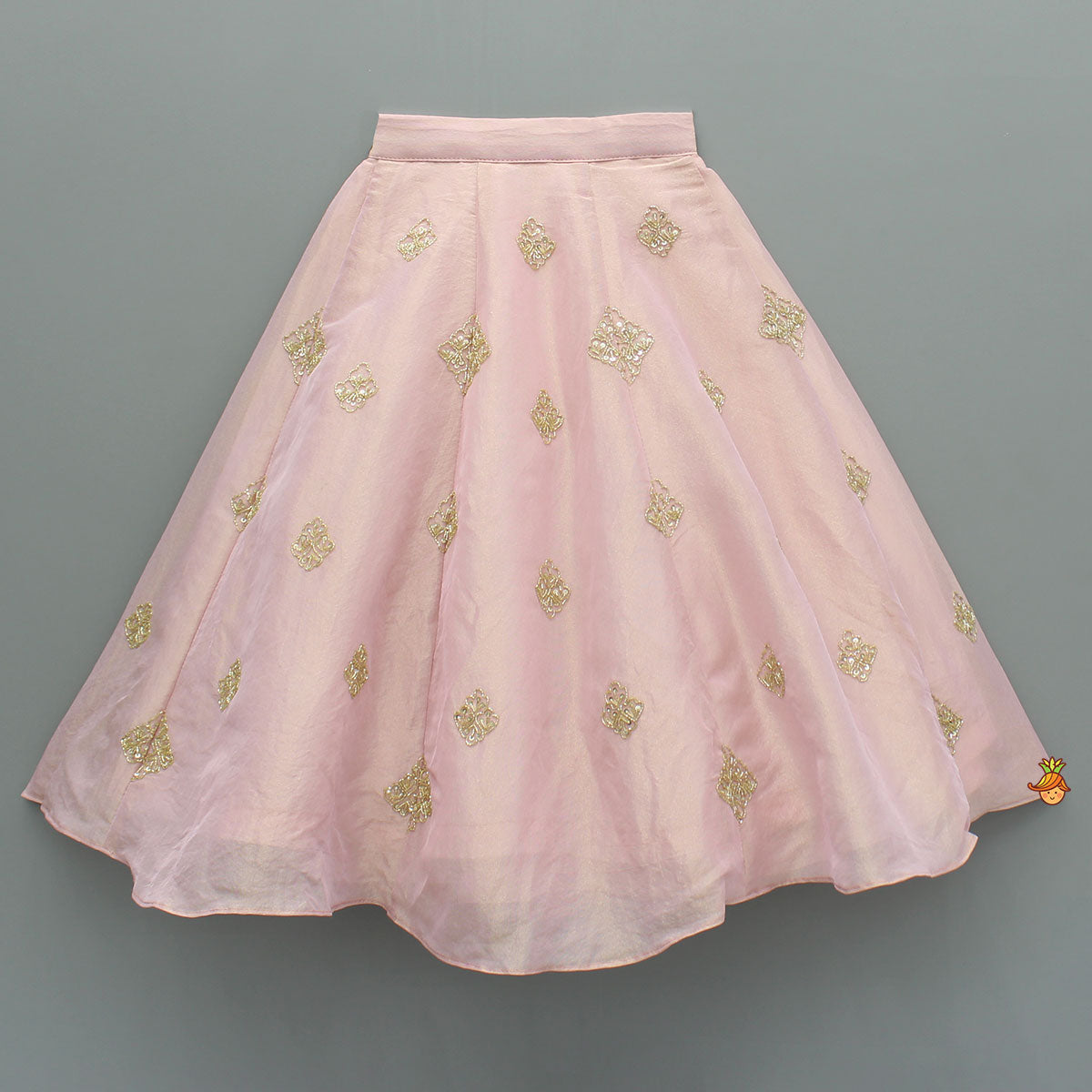 Pre Order: Pink Shimmery Sequin Embroidered Top With Flared Lehenga And Matching Dupatta