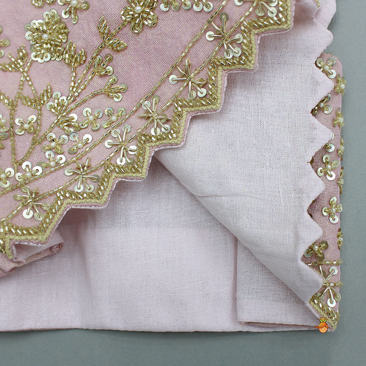 Pre Order: Pink Shimmery Sequin Embroidered Top With Flared Lehenga And Matching Dupatta