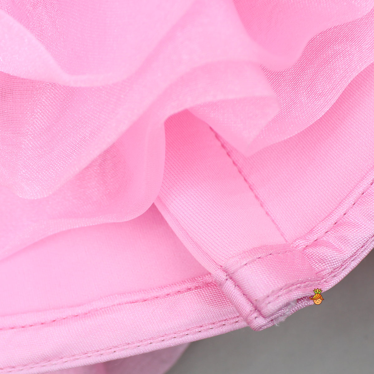 Pink Elegant Embellished Dress With Organza Flower Detail