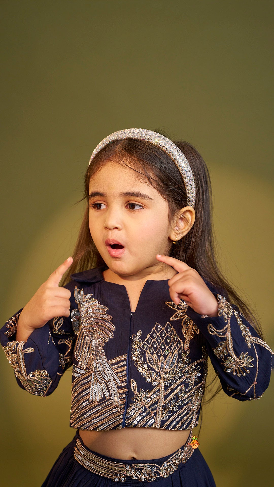 Pre Order: Heavy Embroidered Blue Top And Lehenga