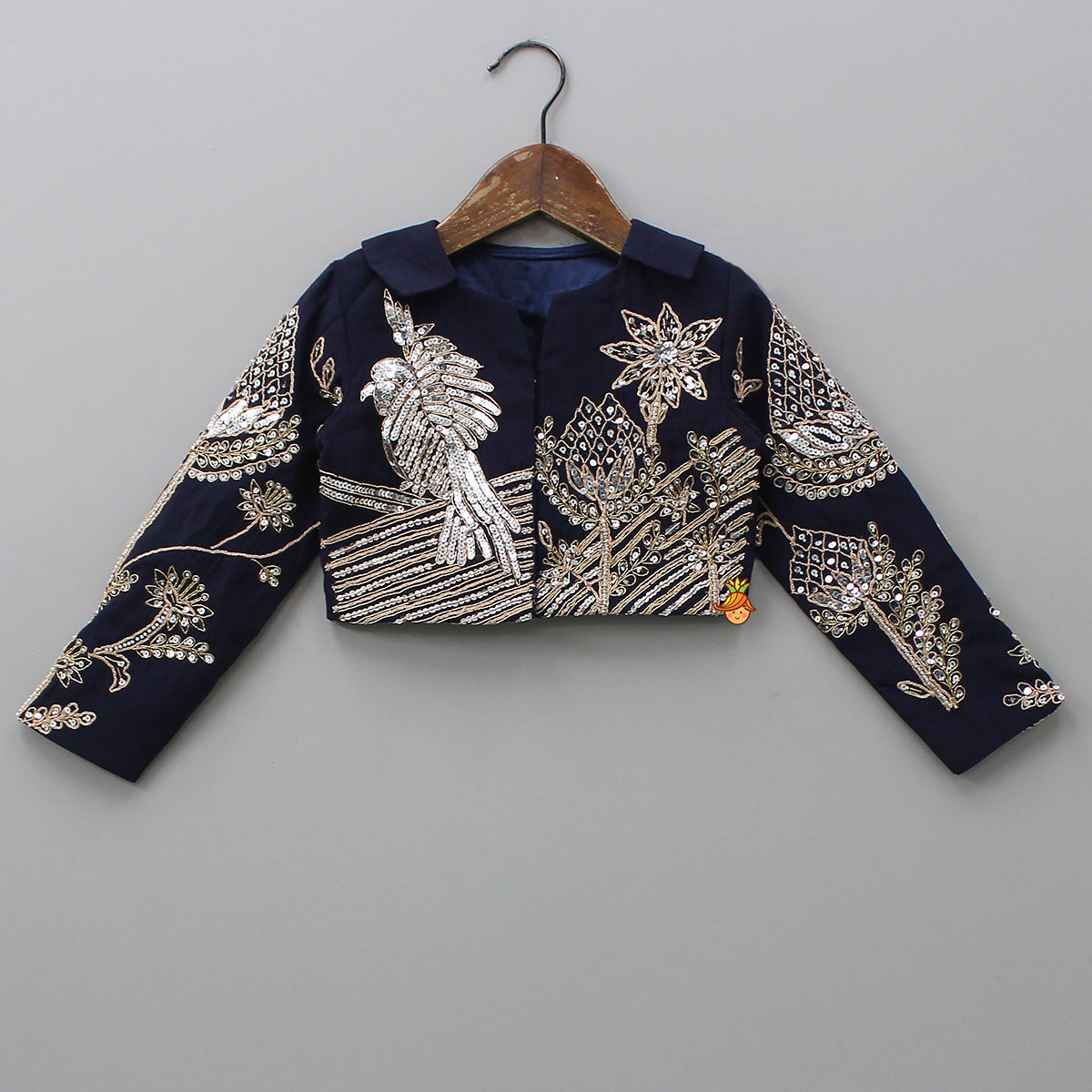 Pre Order: Heavy Embroidered Blue Top And Lehenga