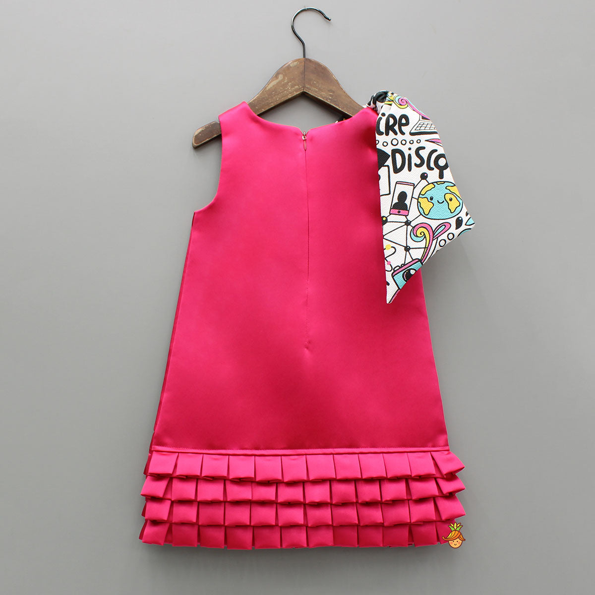 Pre Order: Pink Satin Frill Dress With Bow