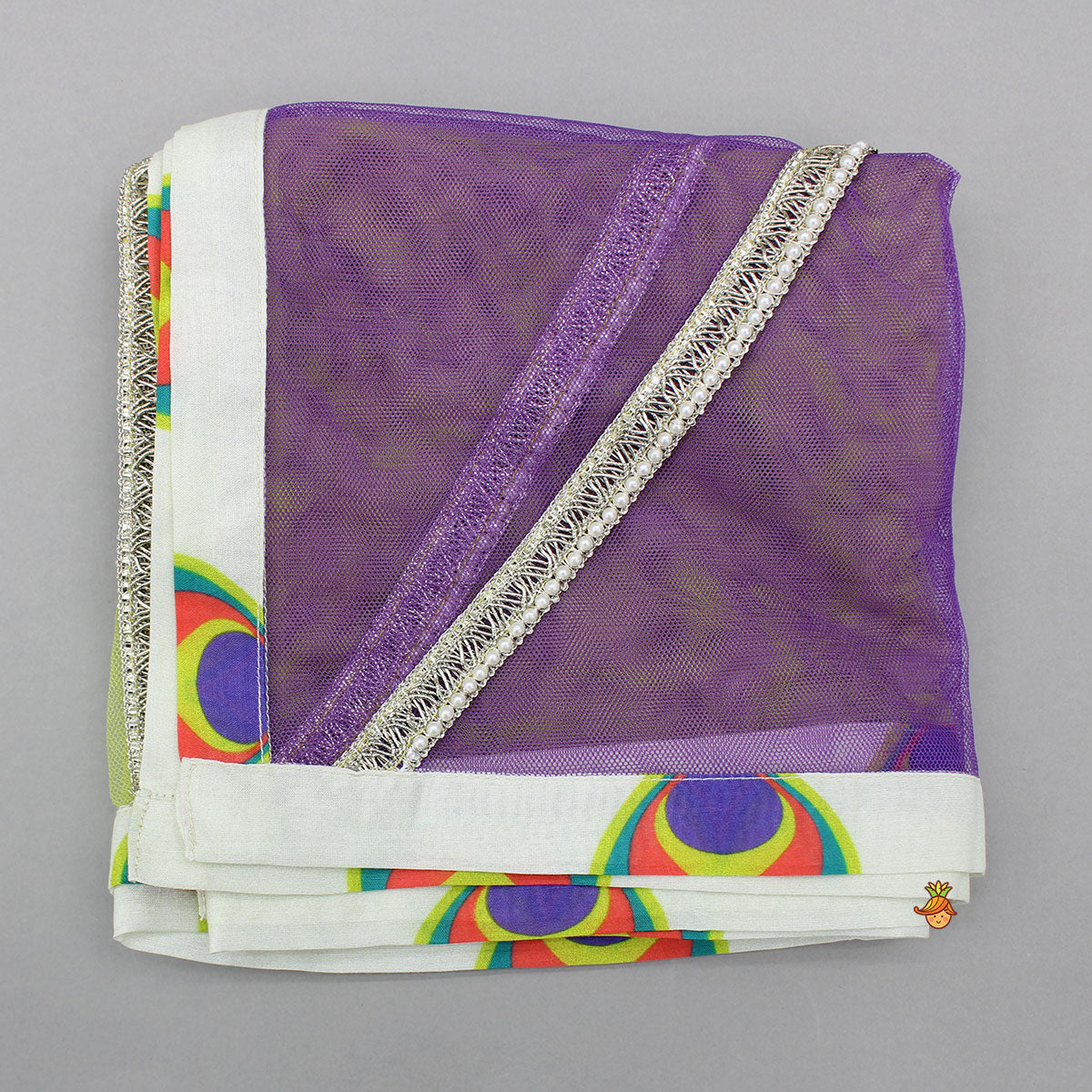 Pre Order: Morpankh Print Frill Top And Ghagra With Dupatta