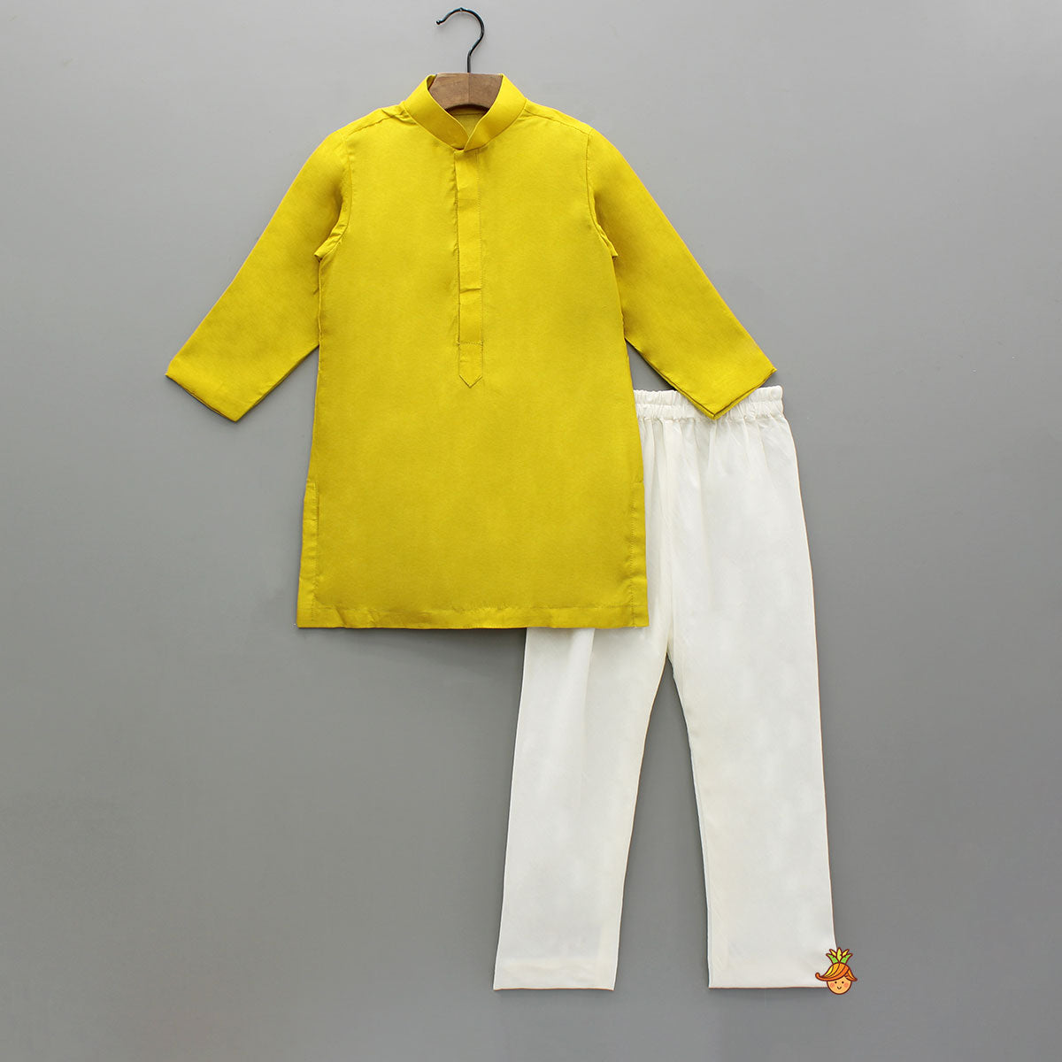 Pre Order: Yellow Kurta With Front Open Jacket And Churidar