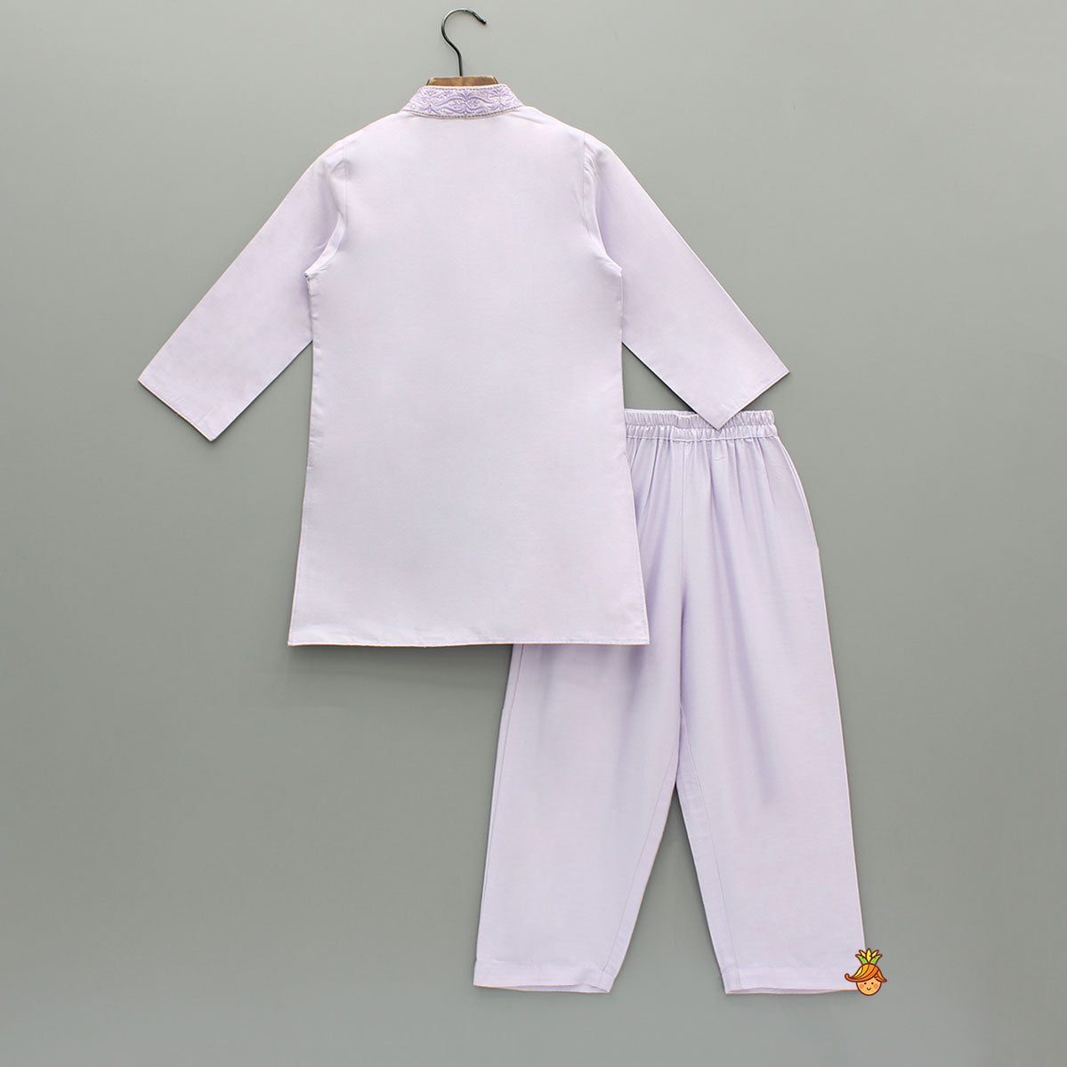 Pre Order: Lilac Embroidered Kurta With Silk Pyjama