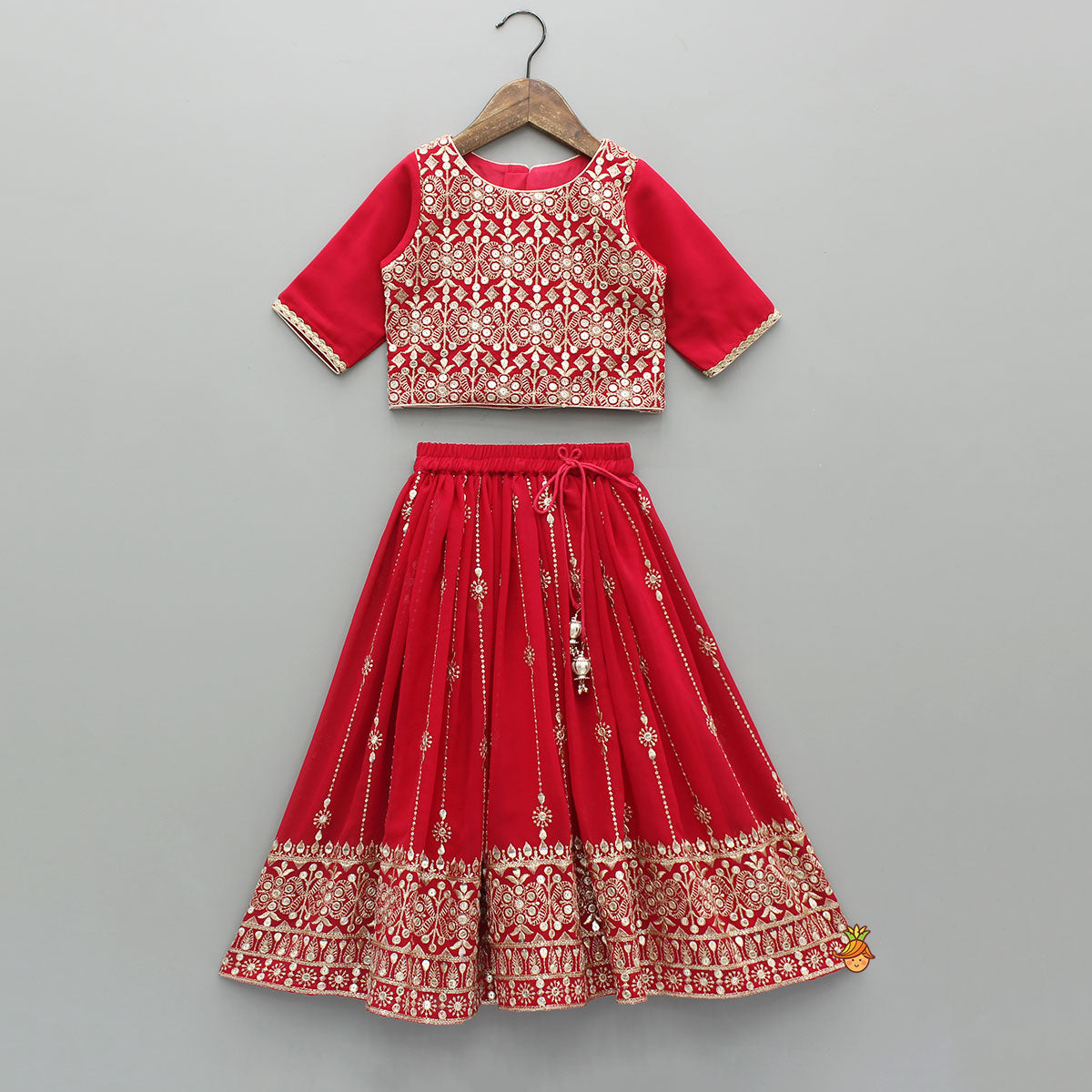 Sequin And Thread Embroidered Top With Matching Lehenga And Dupatta