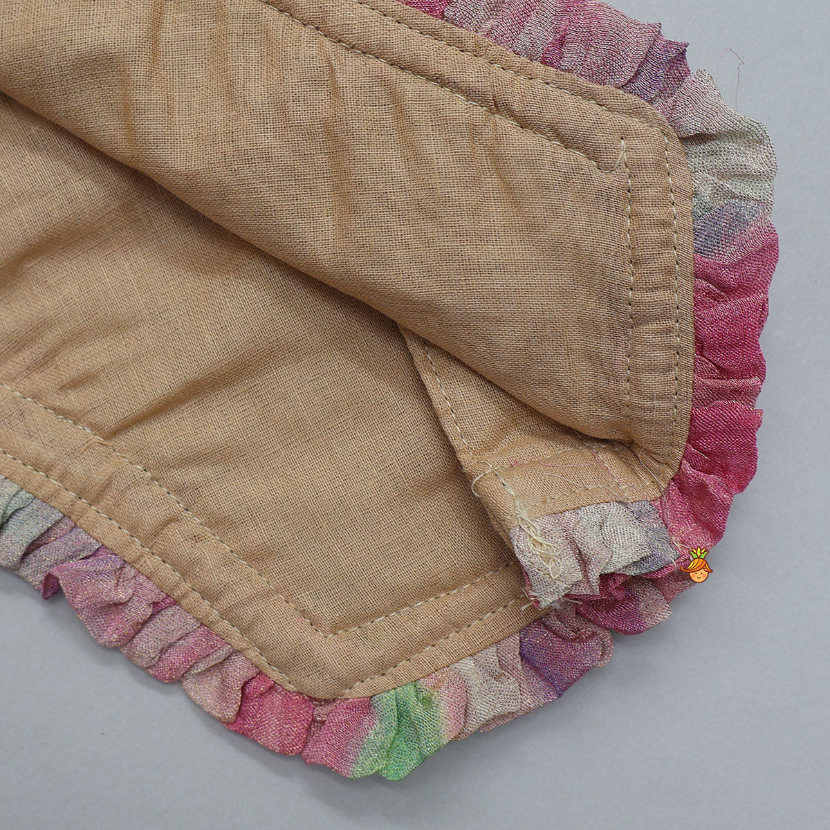 Pre Order: Beige Embroidered Top With Crush Tissue Palazzo
