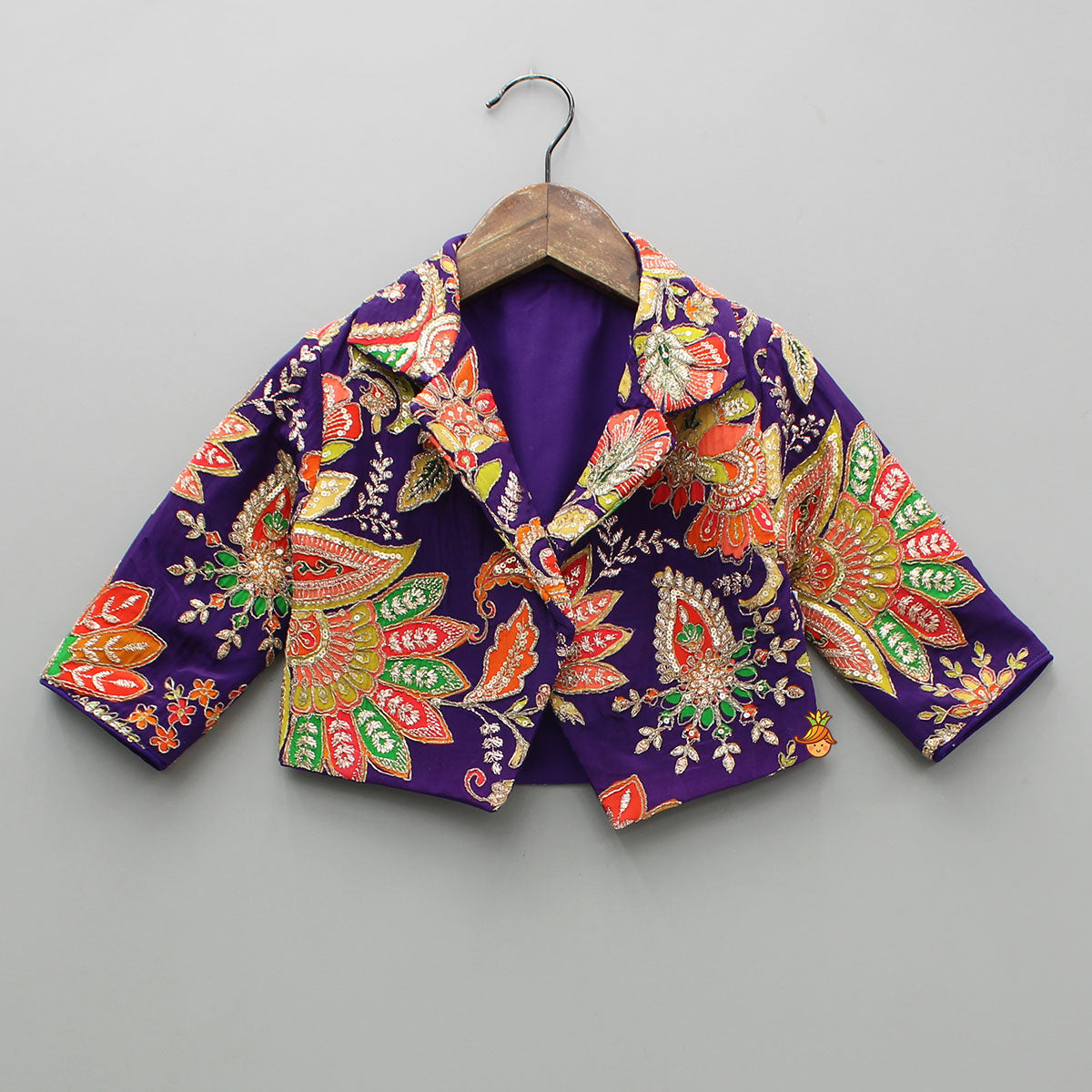 Pre Order: Heavy Embroidered Collar Neck Purple Top And Lehenga