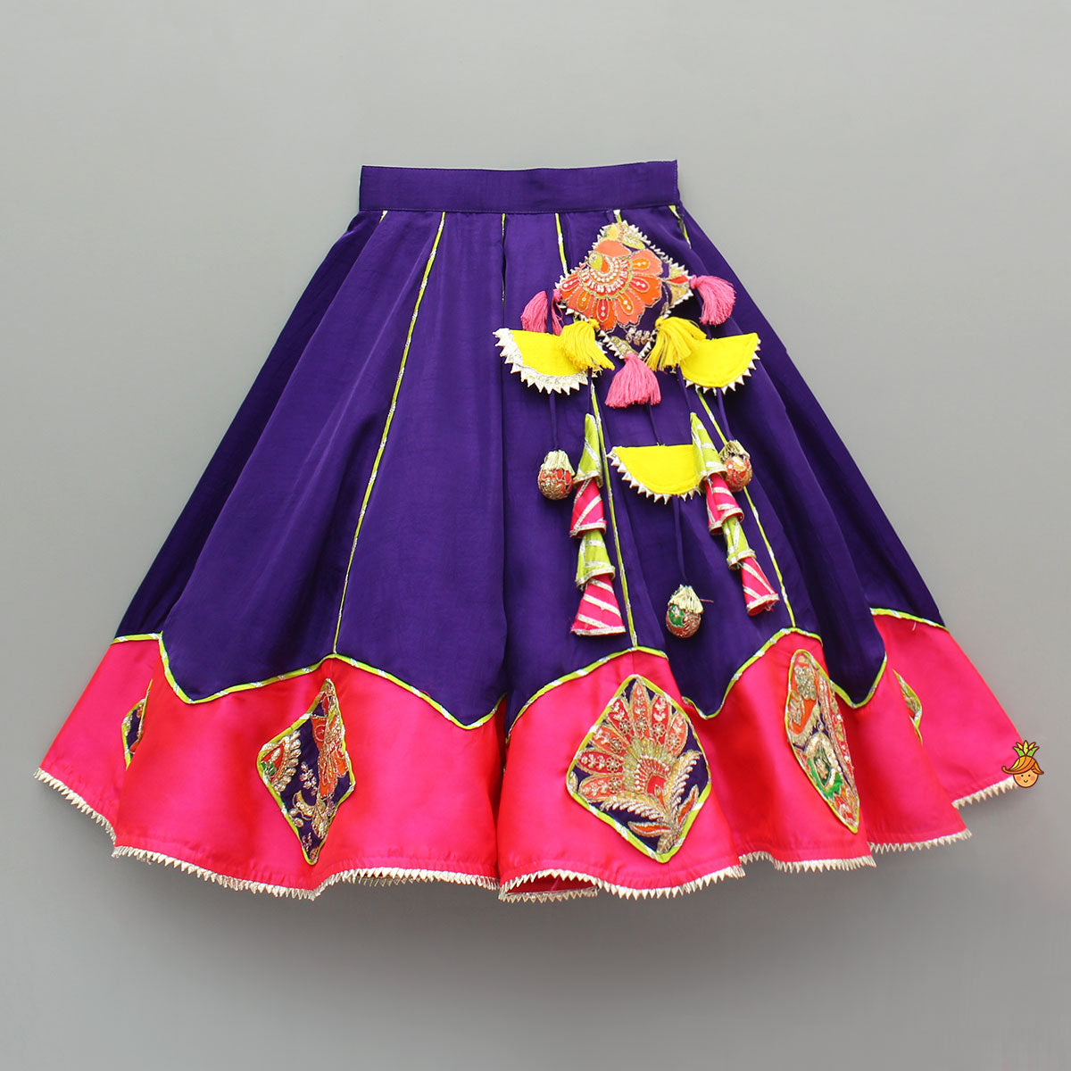 Pre Order: Heavy Embroidered Collar Neck Purple Top And Lehenga