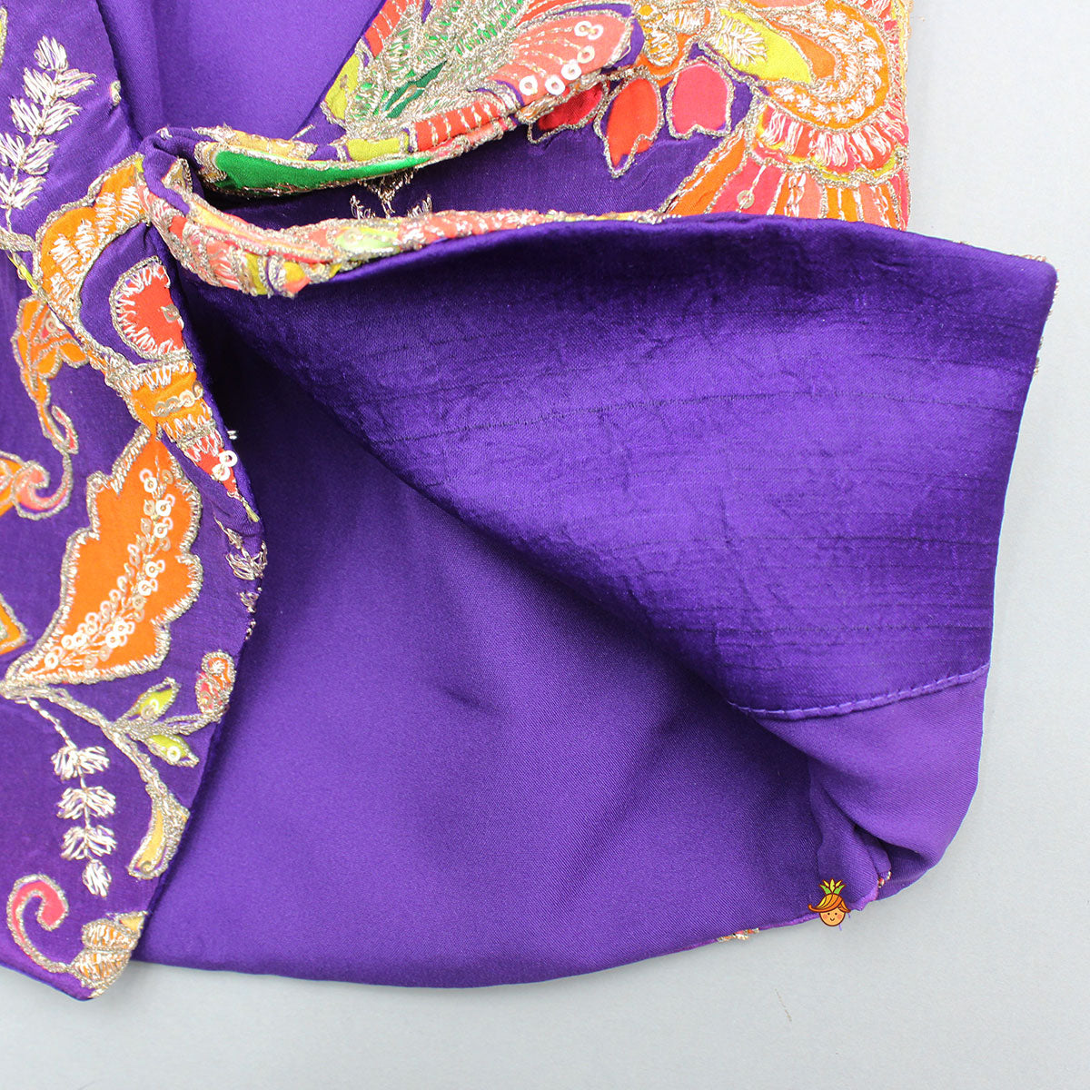 Pre Order: Heavy Embroidered Collar Neck Purple Top And Lehenga
