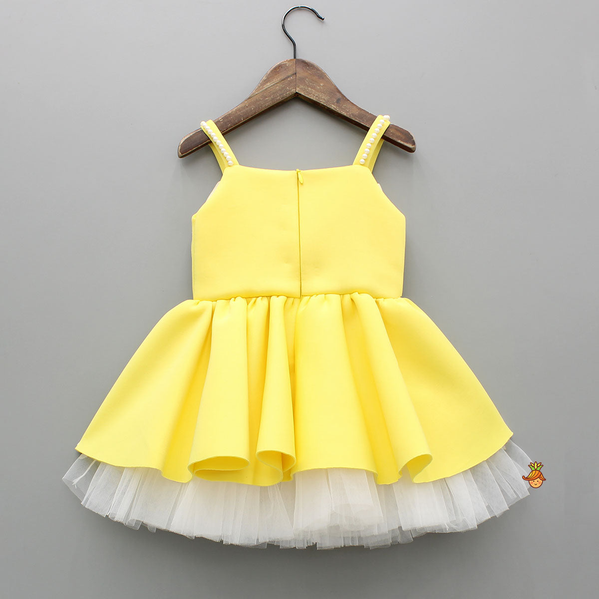 Pre Order: Bow Embellished Yellow Strappy Flared Dress