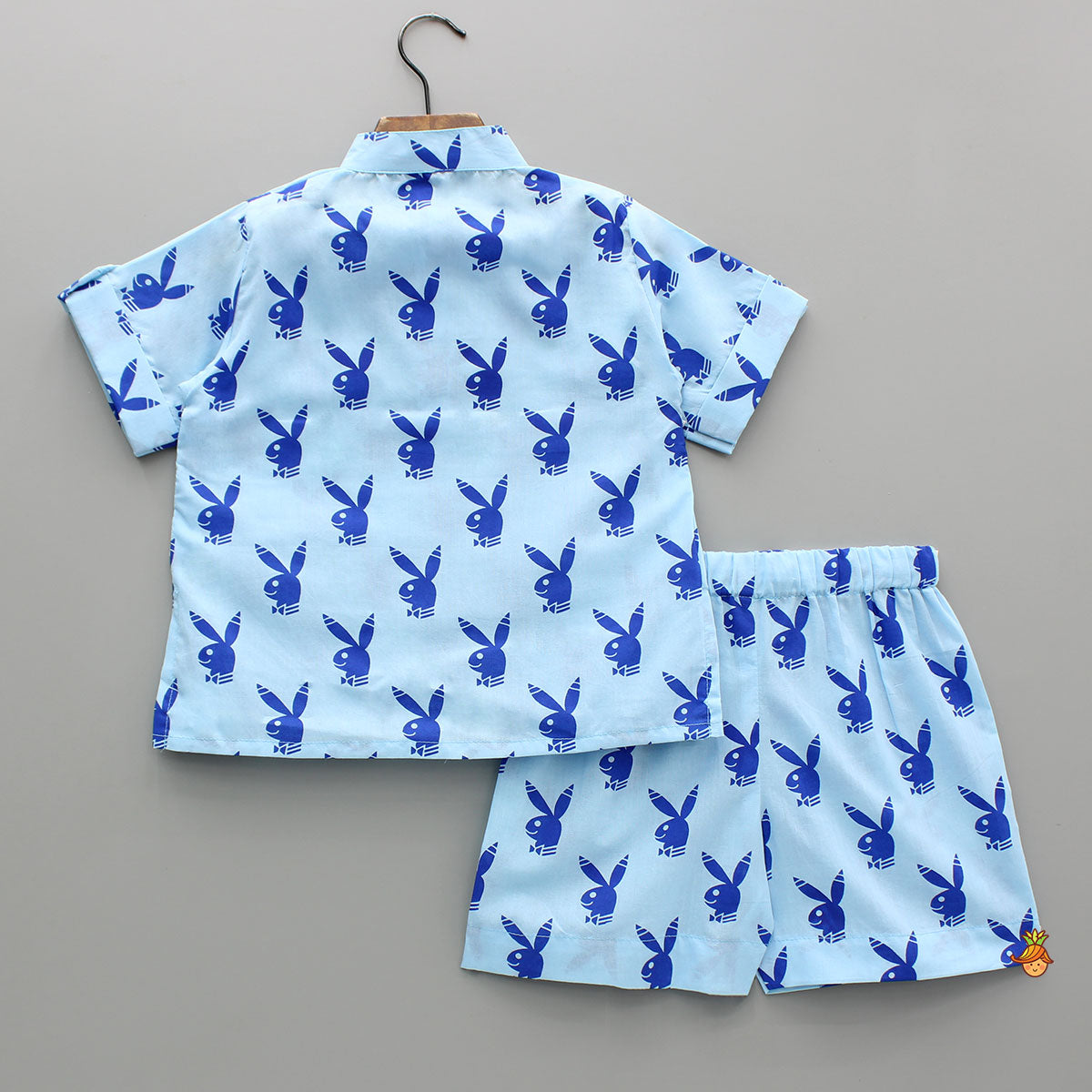 Pre Order: Blue Printed Cotton Sleepwear