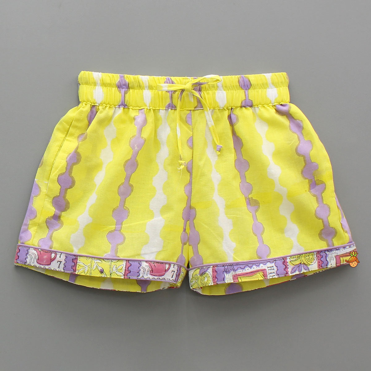 Pre Order: Yellow And Purple Printed Sleepwear