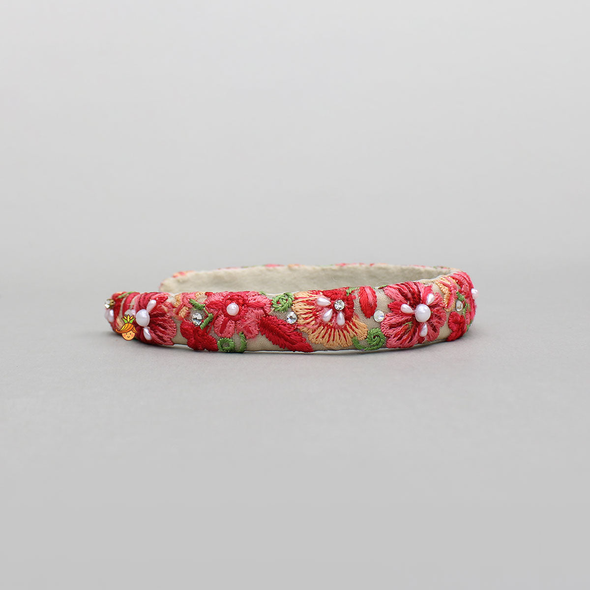 Pre Order: Red And Pink Floral Embroidery Hairband