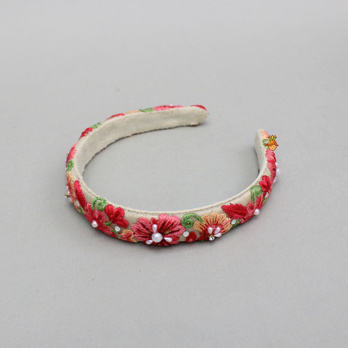 Pre Order: Red And Pink Floral Embroidery Hairband