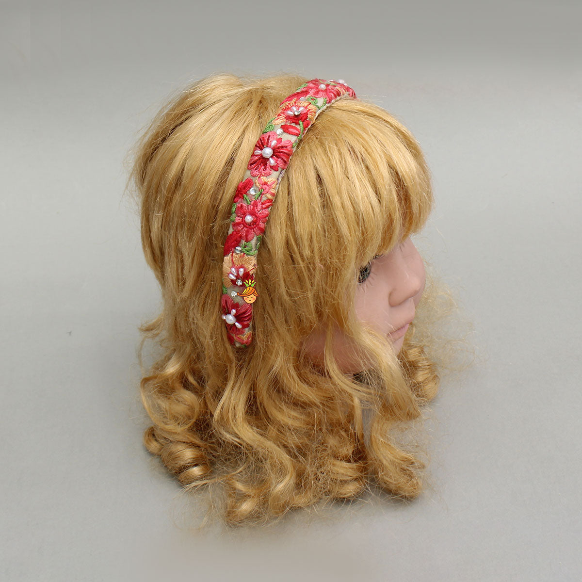 Pre Order: Red And Pink Floral Embroidery Hairband