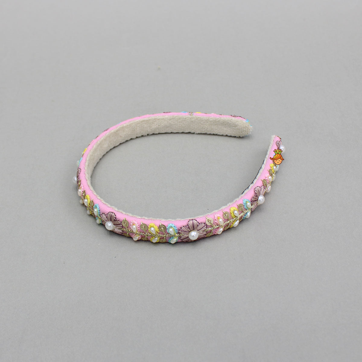 Pink Beaded Embroidered Hairband