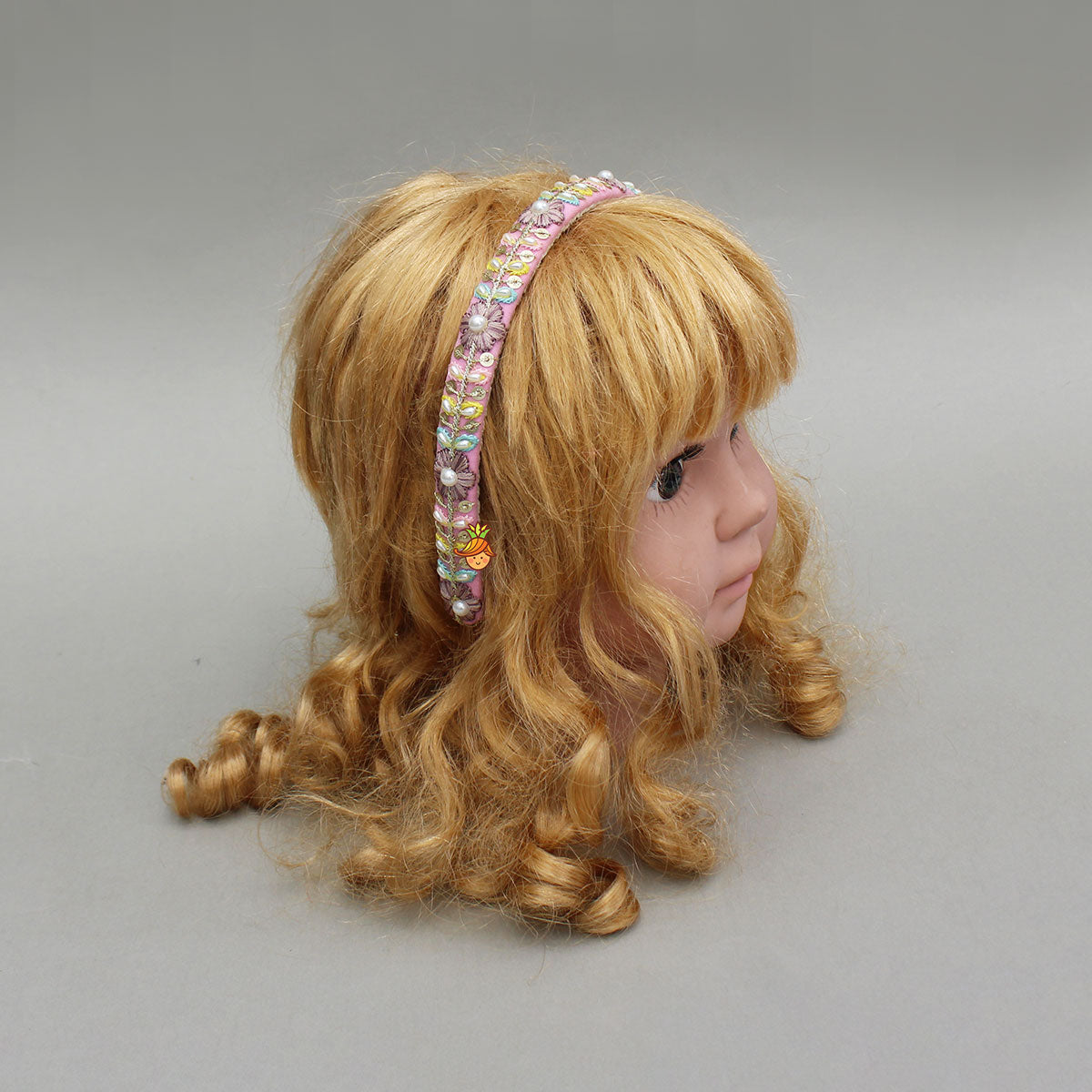 Pink Beaded Embroidered Hairband