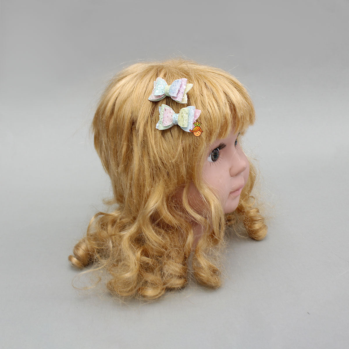 Faux Glitter Multicolor Micro Bow Hair Clips