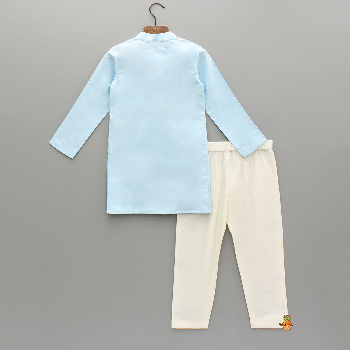 Pre Order: Sky Blue Embroidered Kurta With Off-White Pyjama