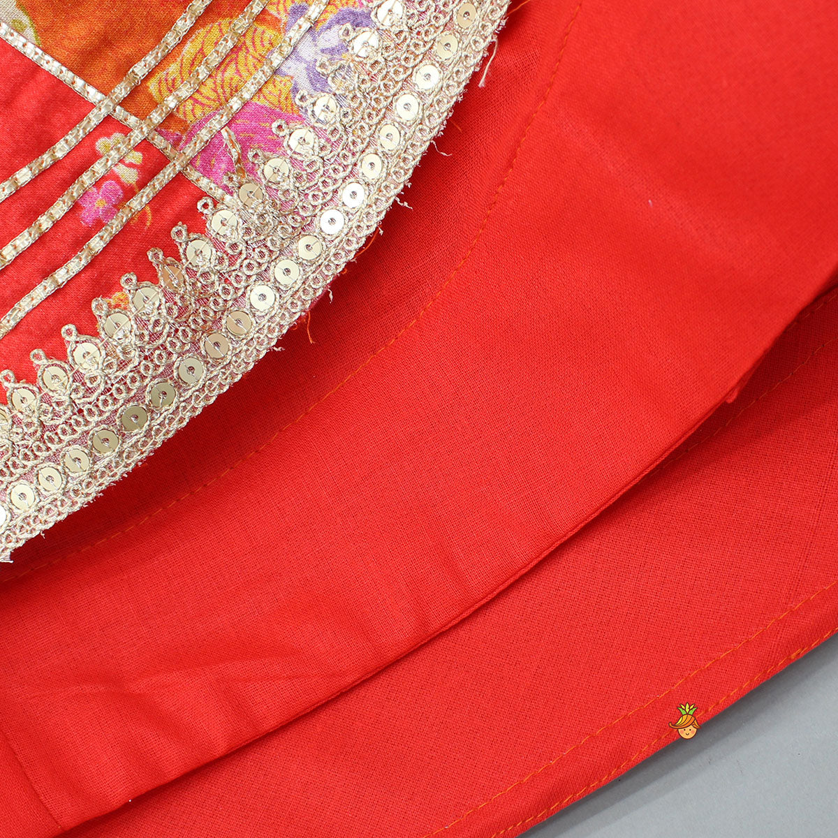 Pre Order: Red Sleeveless Embroidered Scalloped Top With Lehenga And Hairband