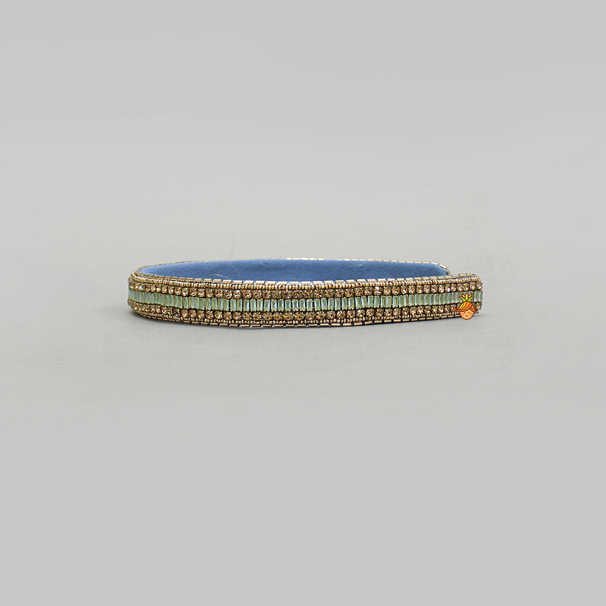 Elegant Multicolor Hand Embroidered Blue Shiny Hairband