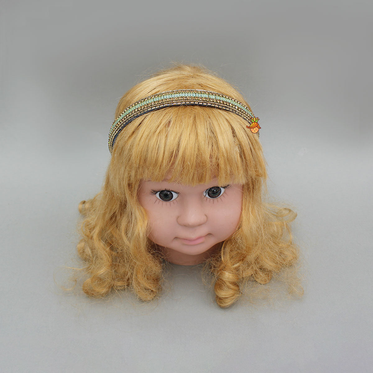 Elegant Multicolor Hand Embroidered Blue Shiny Hairband