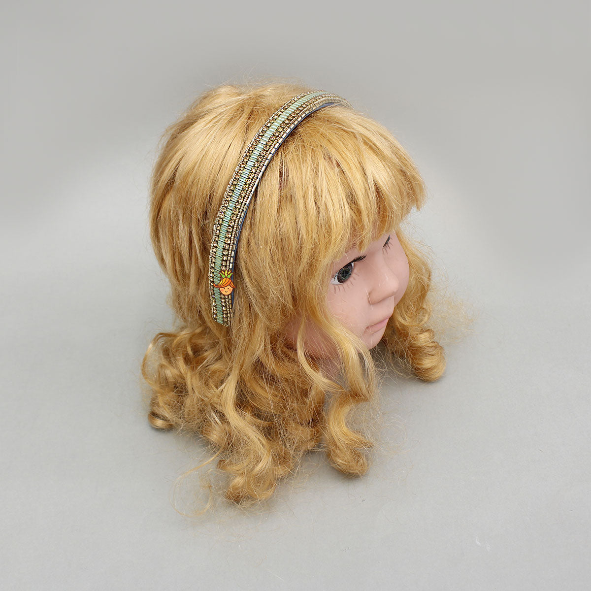 Elegant Multicolor Hand Embroidered Blue Shiny Hairband