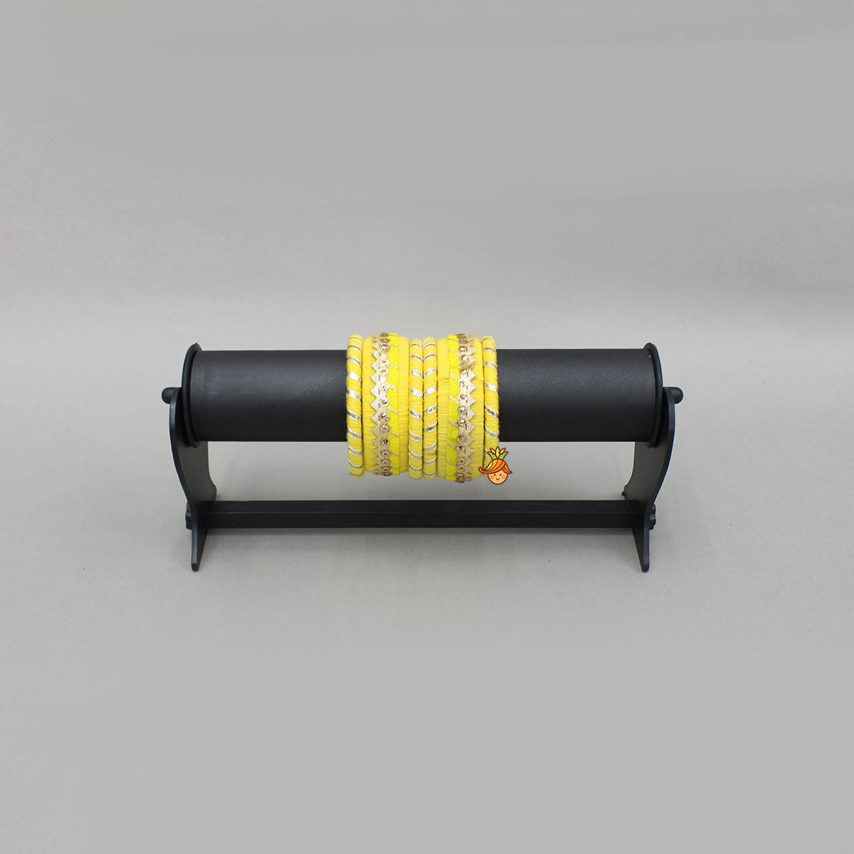 Gota Lace-Embellished Yellow Thread Bangles