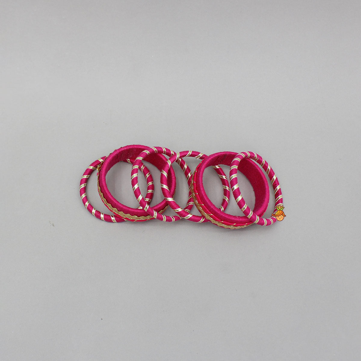 Gota Lace-Embellished Pink Thread Bangles