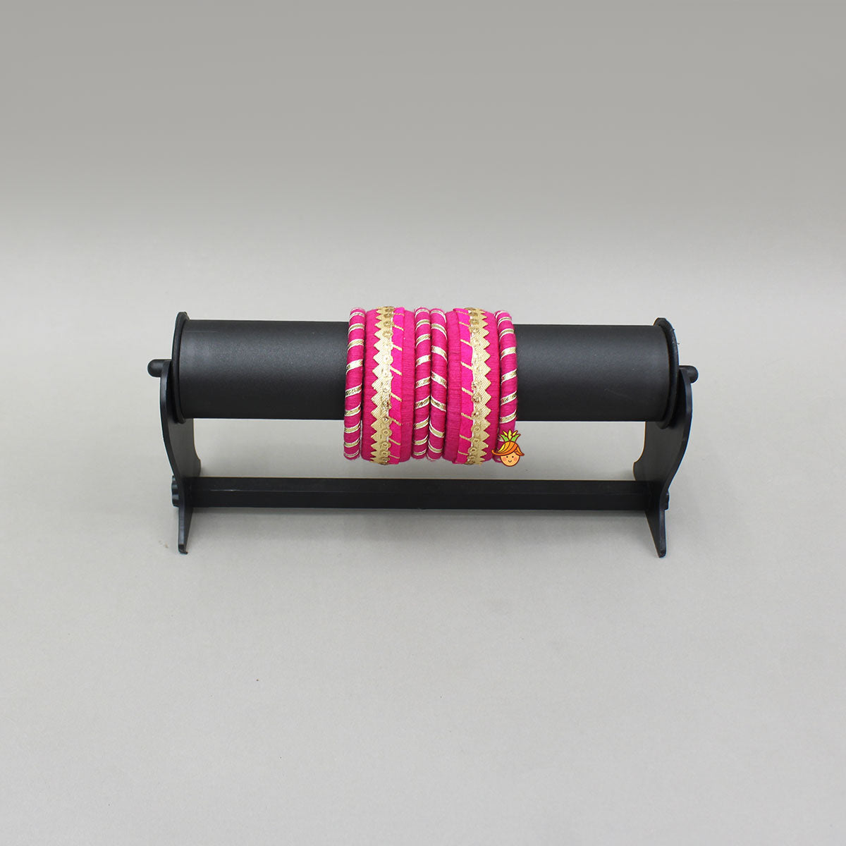 Gota Lace-Embellished Pink Thread Bangles