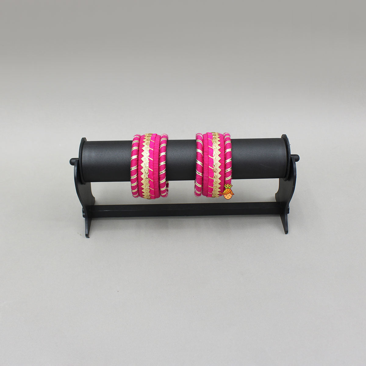 Gota Lace-Embellished Pink Thread Bangles