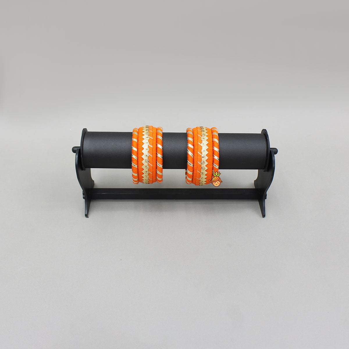 Gota Lace-Embellished Orange Thread Bangles