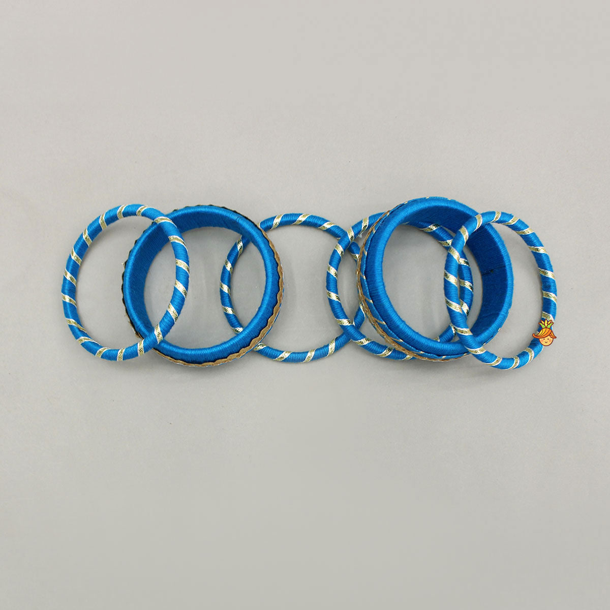 Gota Lace-Embellished Blue Thread Bangles
