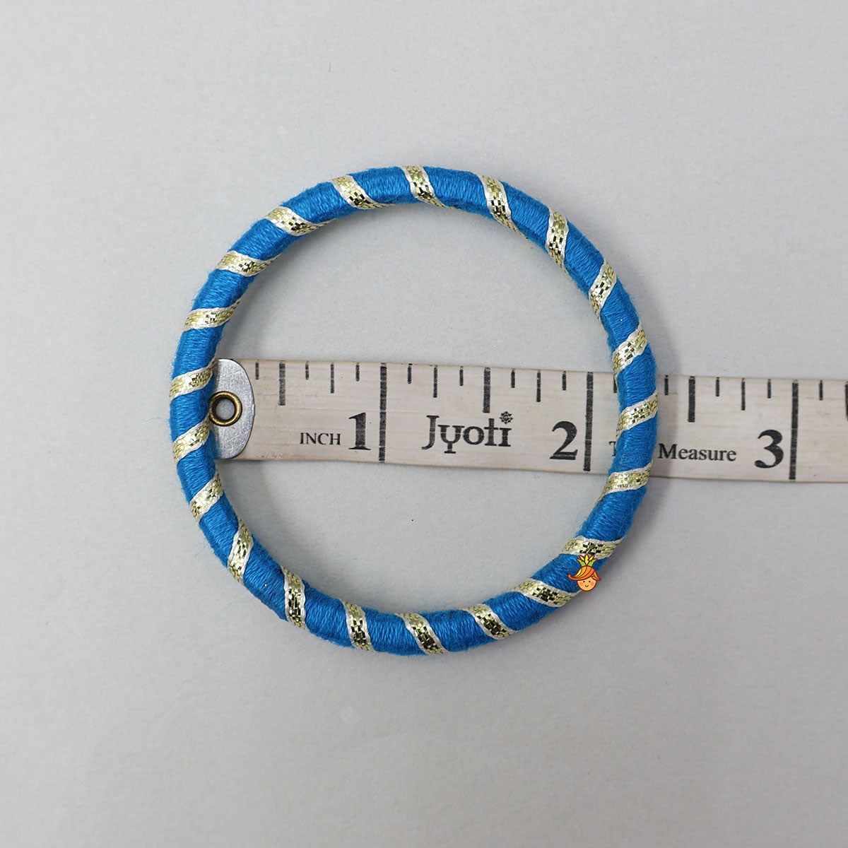 Gota Lace-Embellished Blue Thread Bangles