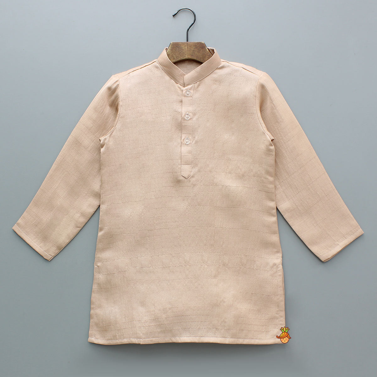 Pre Order: Peach Silk Kurta With Floral Embroidered Jacket And Pyjama