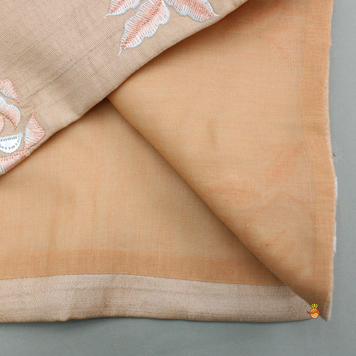 Pre Order: Peach Silk Kurta With Floral Embroidered Jacket And Pyjama