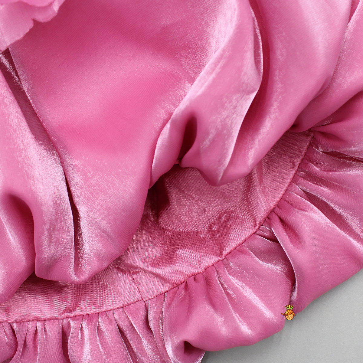 Pre Order: Pink Butterfly Embellished Shimmery Strappy Balloon Dress With Shimmery Hairband