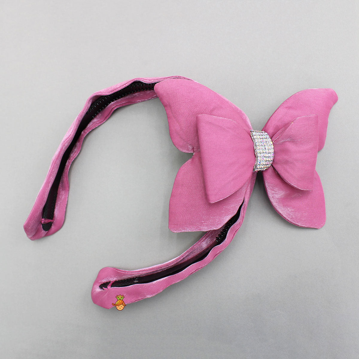 Pre Order: Pink Butterfly Embellished Shimmery Strappy Balloon Dress With Shimmery Hairband