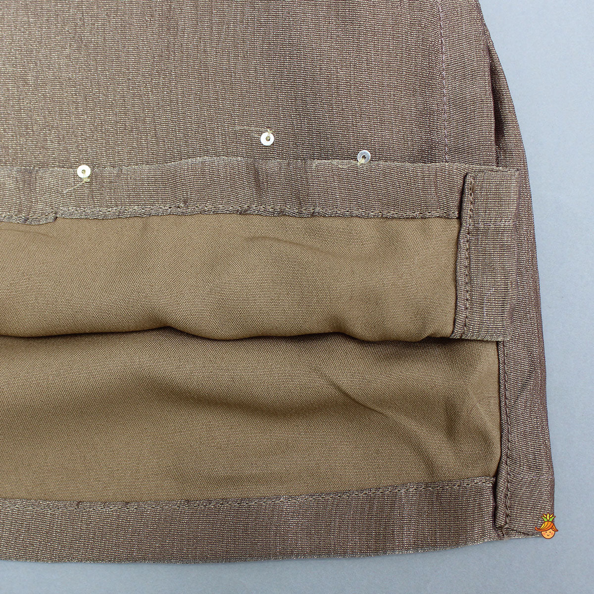 Pre Order: Brown Lotus Embroidered Shimmery Kurti With Pleated Sharara And Dupatta