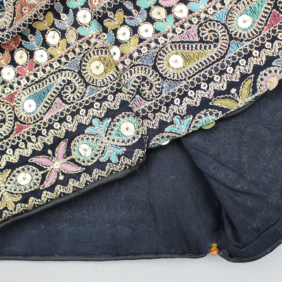 Pre Order: Black Halter Neck Top With Embroidered Jacket And Palazzo