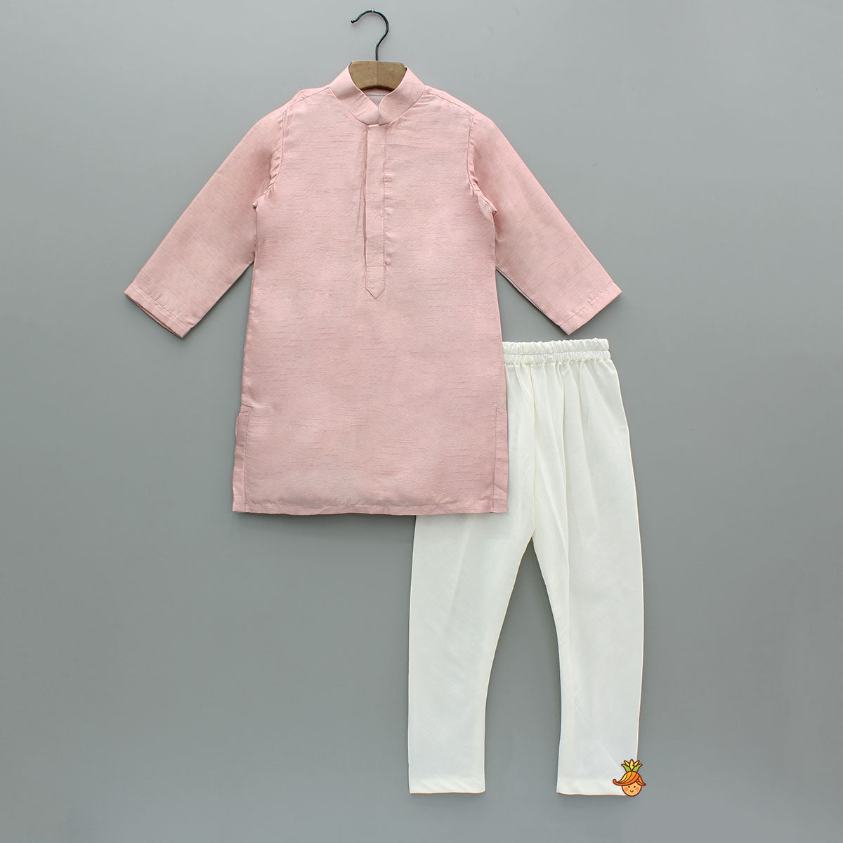 Pre Order: Pink Silk Kurta With Shimmery Pink Front Open Embroidered Jacket And Churidar