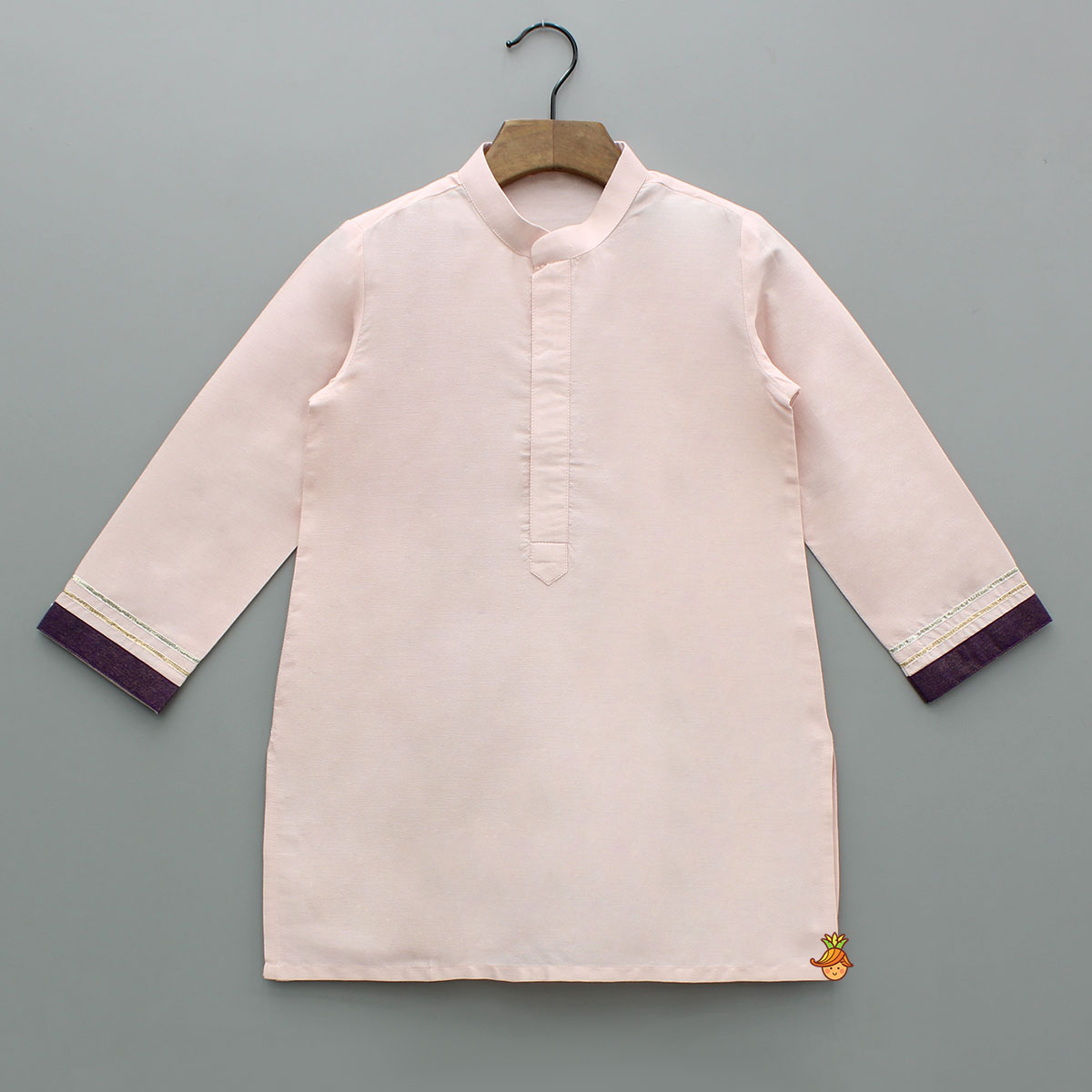Pre Order: Pink Kurta With Side-Knot Detailed Shimmer Jacket And Pyjama