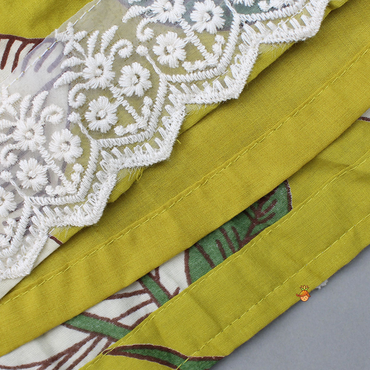 Mustard Yellow Floral Crop Top and Lehenga