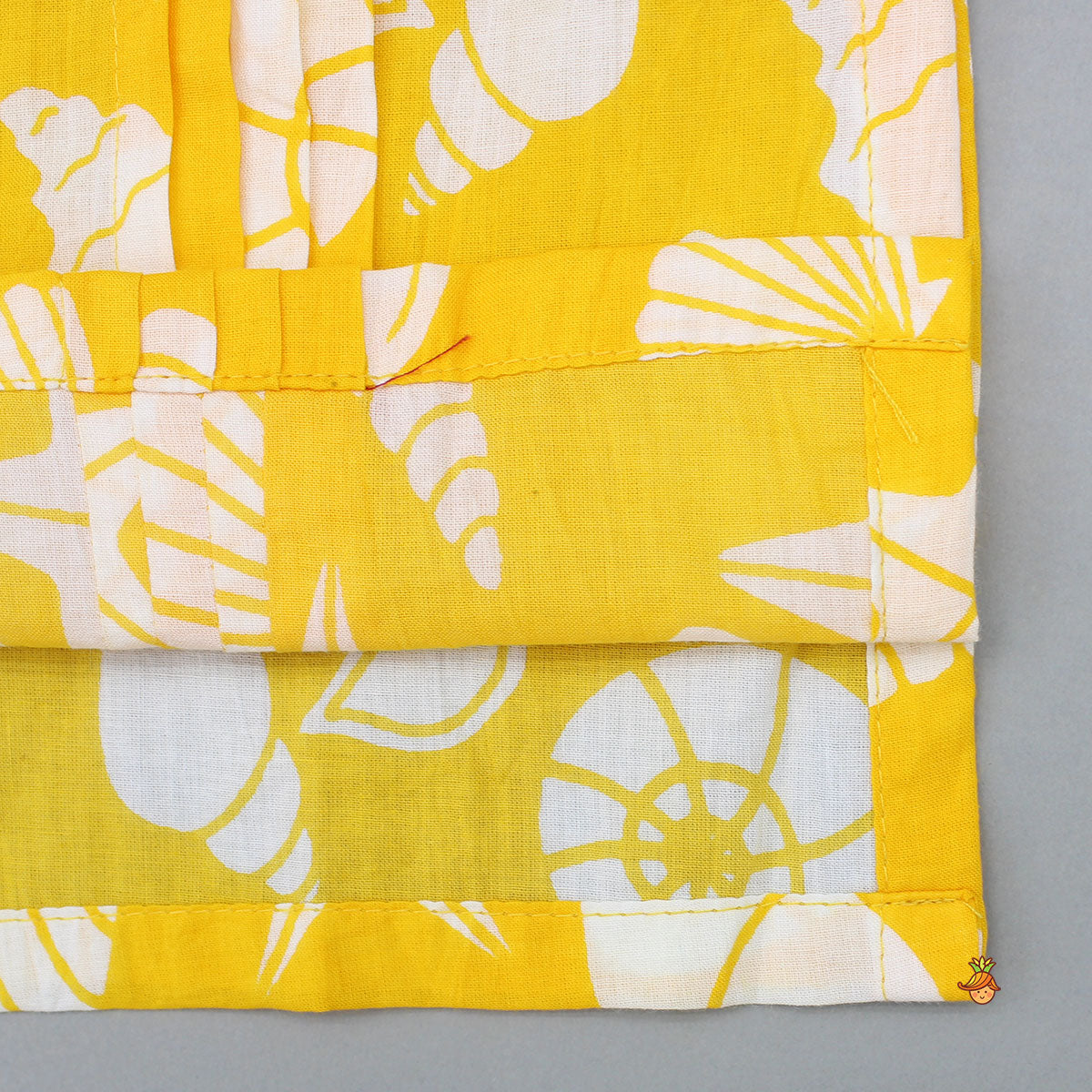 Pintuck Detailed Yellow Printed Kurta With Pyjama