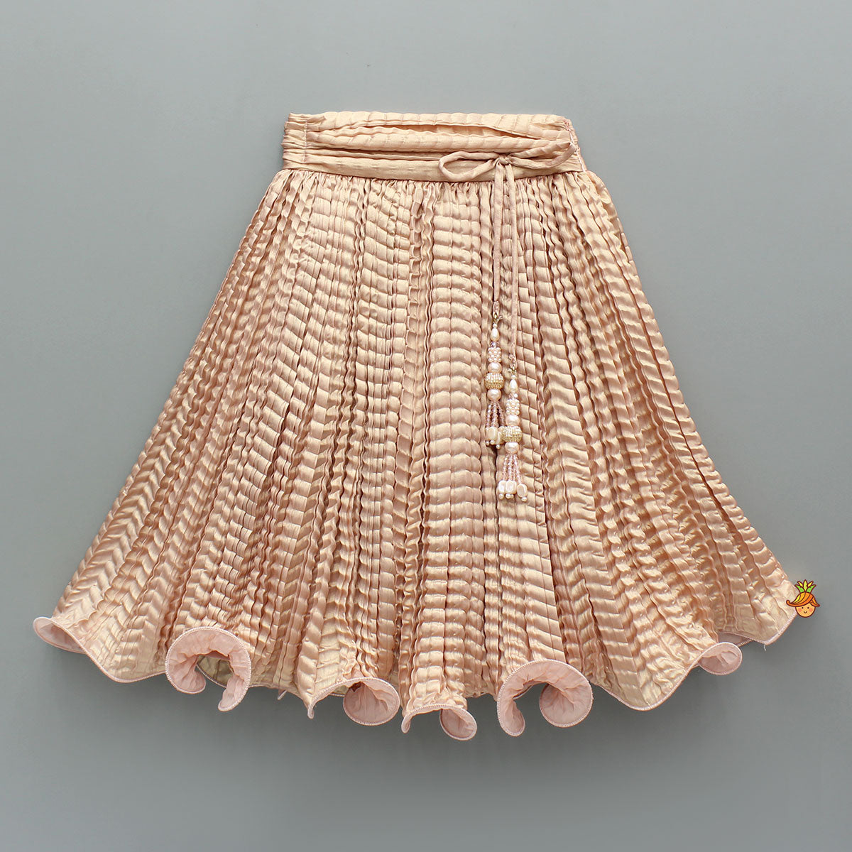 Pre Order: Gorgeous Shimmery Pink Draped Top With Shimmery Lehenga