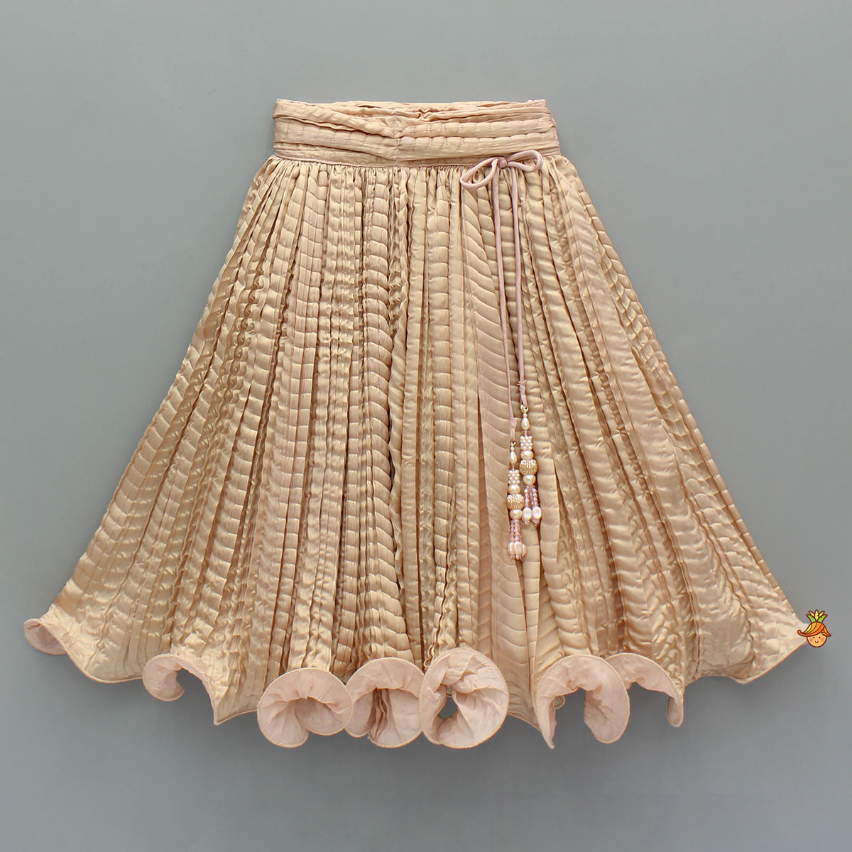 Pre Order: Gorgeous Shimmery Pink Draped Top With Shimmery Lehenga